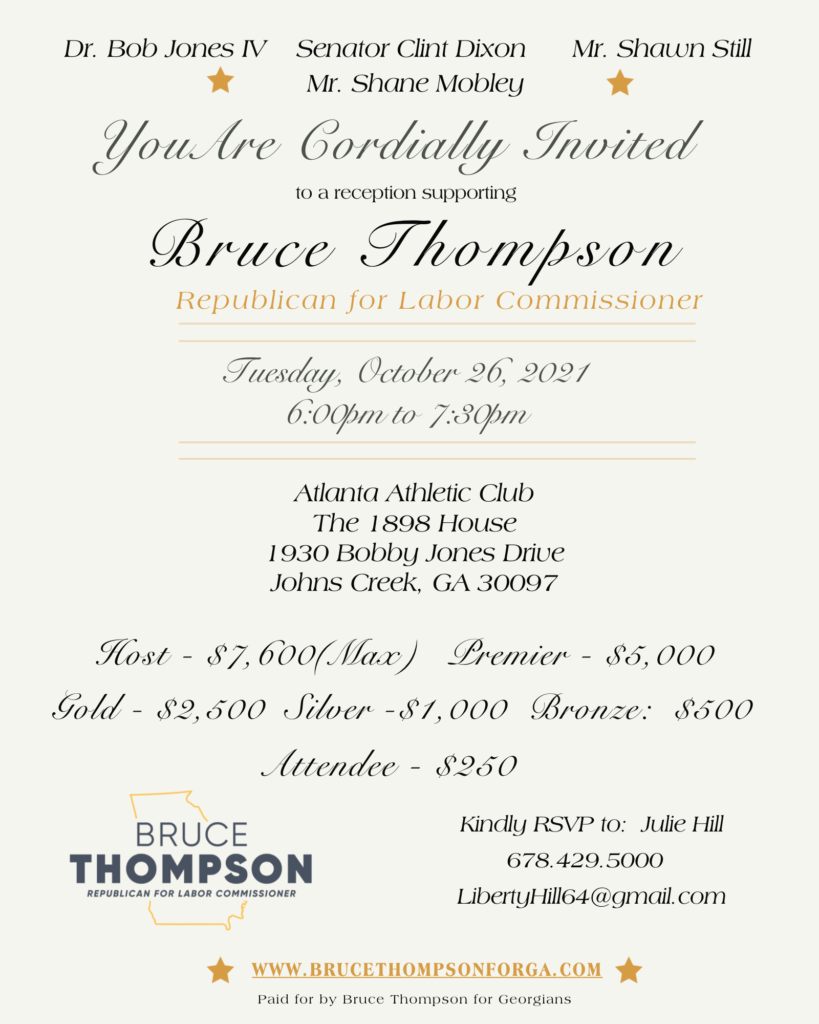 Atlanta Athletic Club - Bruce Thompson for GA Labor Commissioner