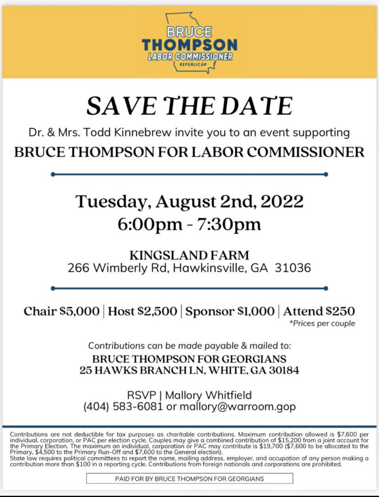 Bruce thompson fundraising event tuesday august 2nd